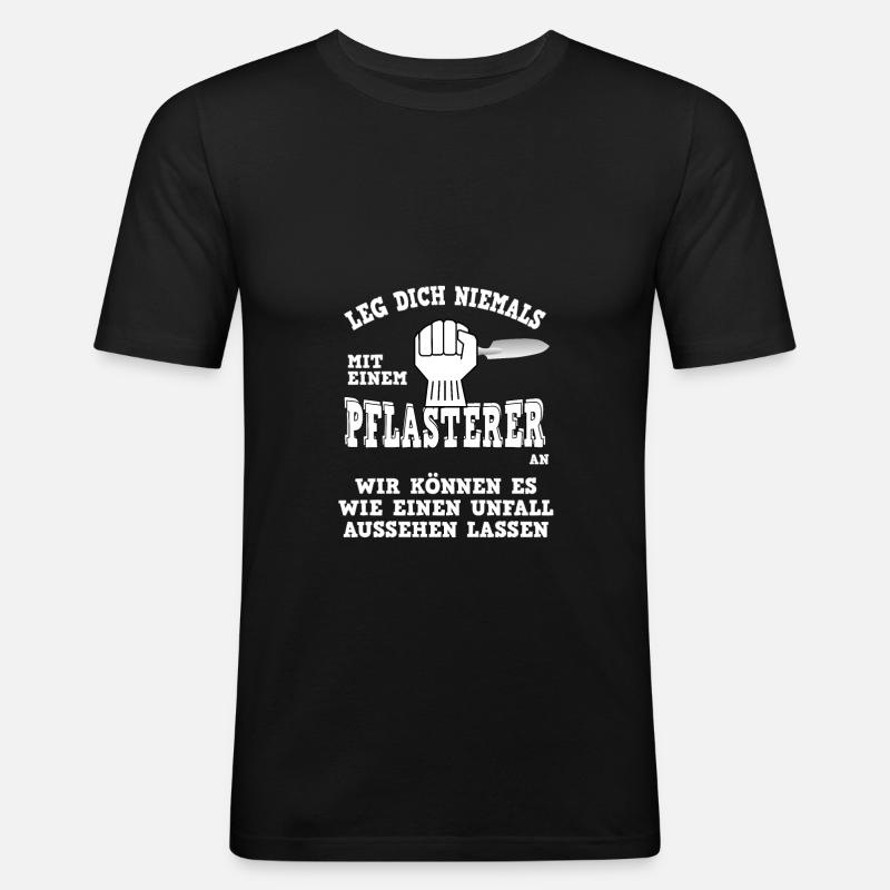 Pflasterer Unfall - Männer Slim Fit T-Shirt - Schwarz