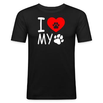 I Love my Dog - Men's Slim Fit T-Shirt - black - Front - Nik (191cm)