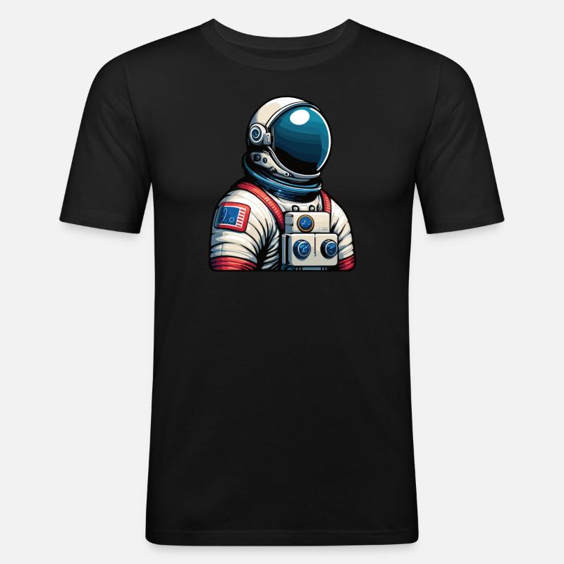 Astronaut - Männer Slim Fit T-Shirt - Schwarz