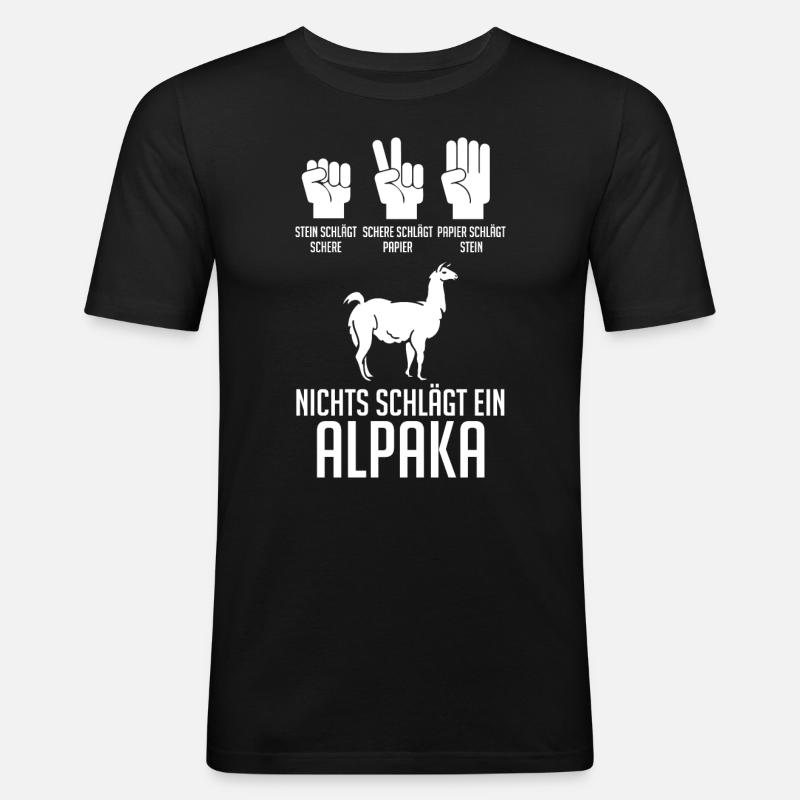 Alpaka - Männer Slim Fit T-Shirt - Schwarz