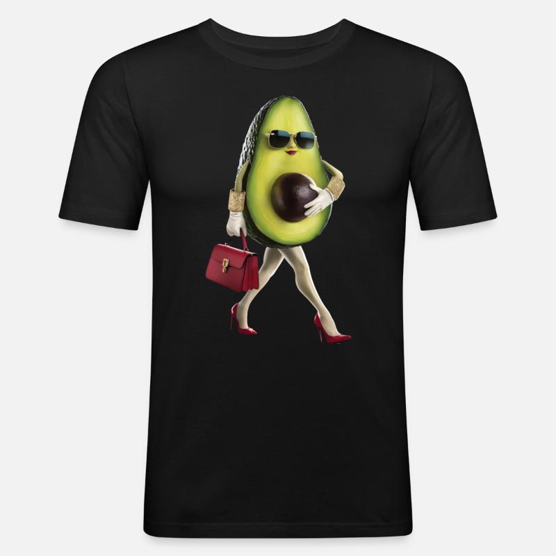 Frauen Avocado - Männer Slim Fit T-Shirt - Schwarz