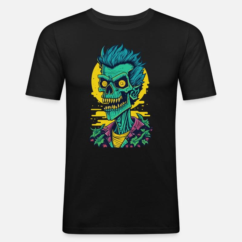 Zombie Comic Illustration - Männer Slim Fit T-Shirt - Schwarz