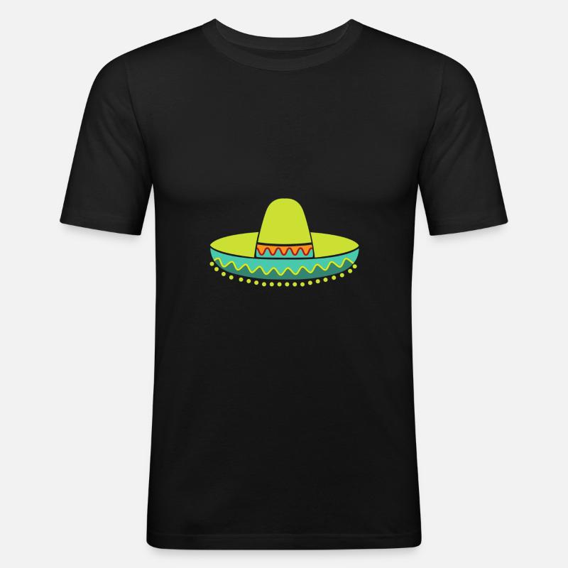Sombrero Strohhut - Männer Slim Fit T-Shirt - Schwarz