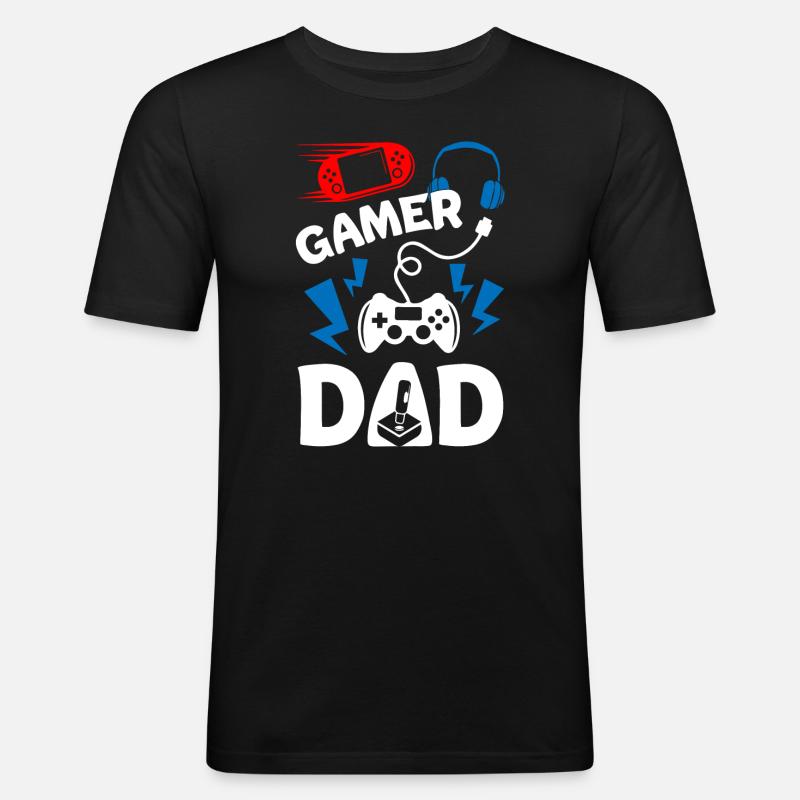 Gamer Dad - Männer Slim Fit T-Shirt - Schwarz