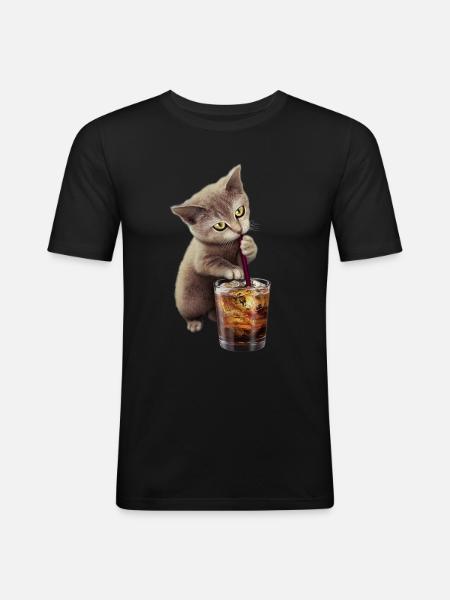 CAT & SOFT DRINK 2017 - Men's Slim Fit T-Shirt - black