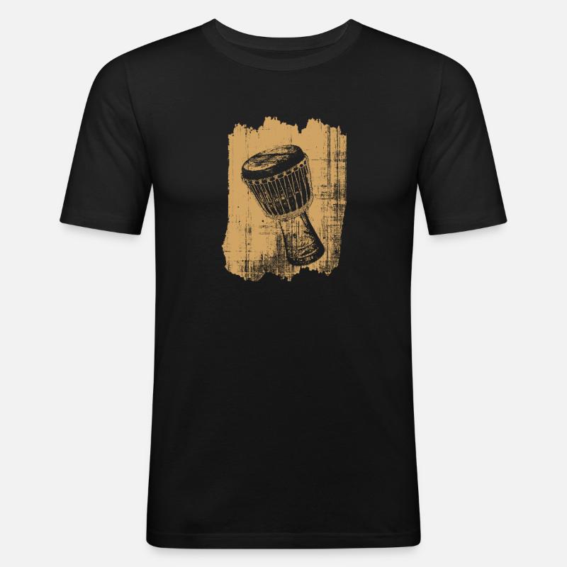 Djembe Trommel Percussion - Männer Slim Fit T-Shirt - Schwarz