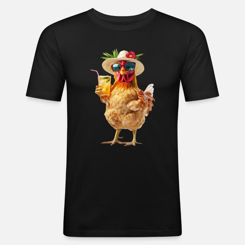 Huhn - Männer Slim Fit T-Shirt - Schwarz