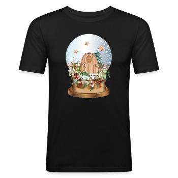 Boule à neige nostalgique avec porte elfe - T-shirt près du corps Homme - noir - Devant - Nik (191cm)