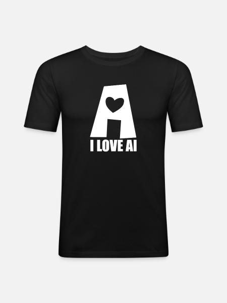 Intelligence artificielle - J’aime l’IA - Digital - T-shirt près du corps Homme - noir
