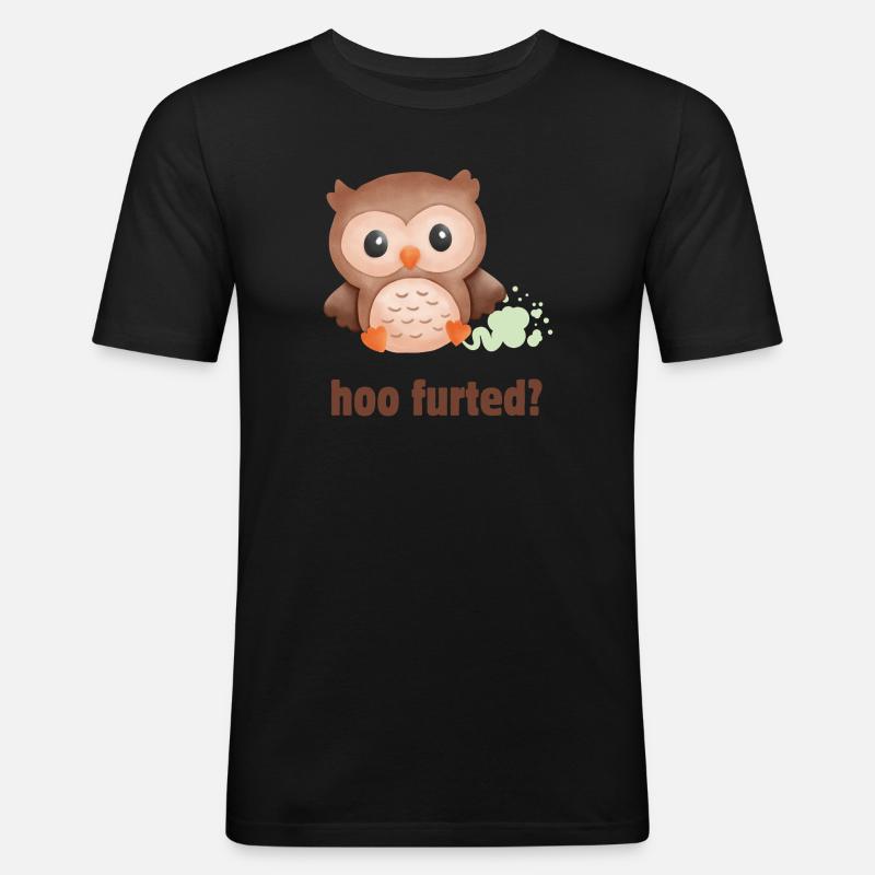 Hoo Furted Owl Pun - Männer Slim Fit T-Shirt - Schwarz