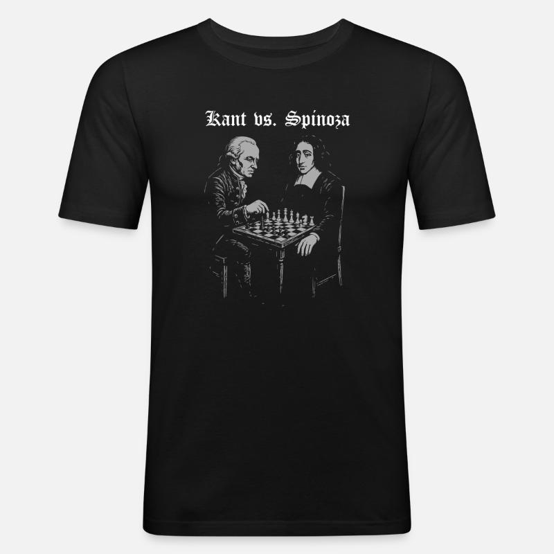 Kant vs Spinoza Playing Chess Design - Men's Slim Fit T-Shirt - black