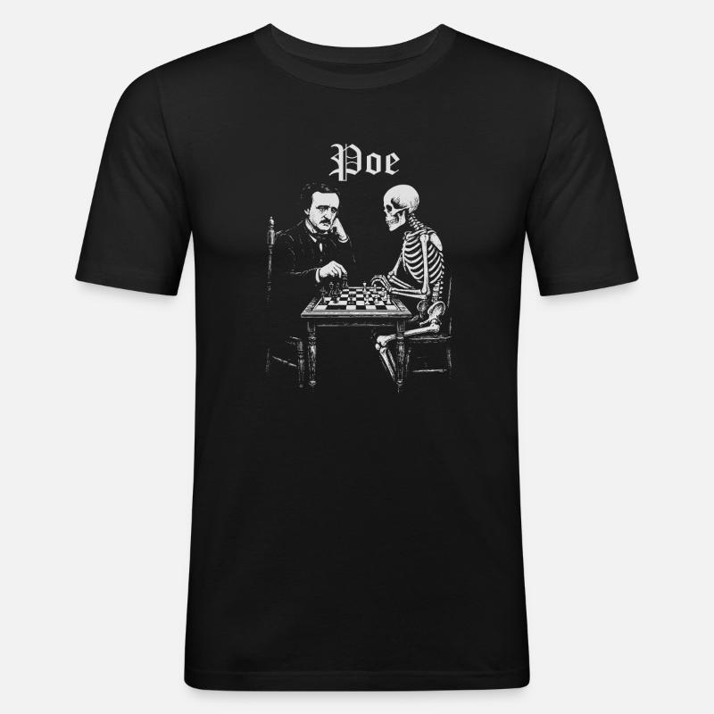 Poe und Skeleton Schachduell - Männer Slim Fit T-Shirt - Schwarz