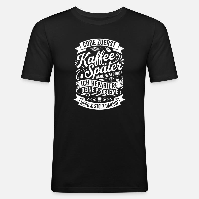 Code First Coffee Later - Men's Slim Fit T-Shirt - black