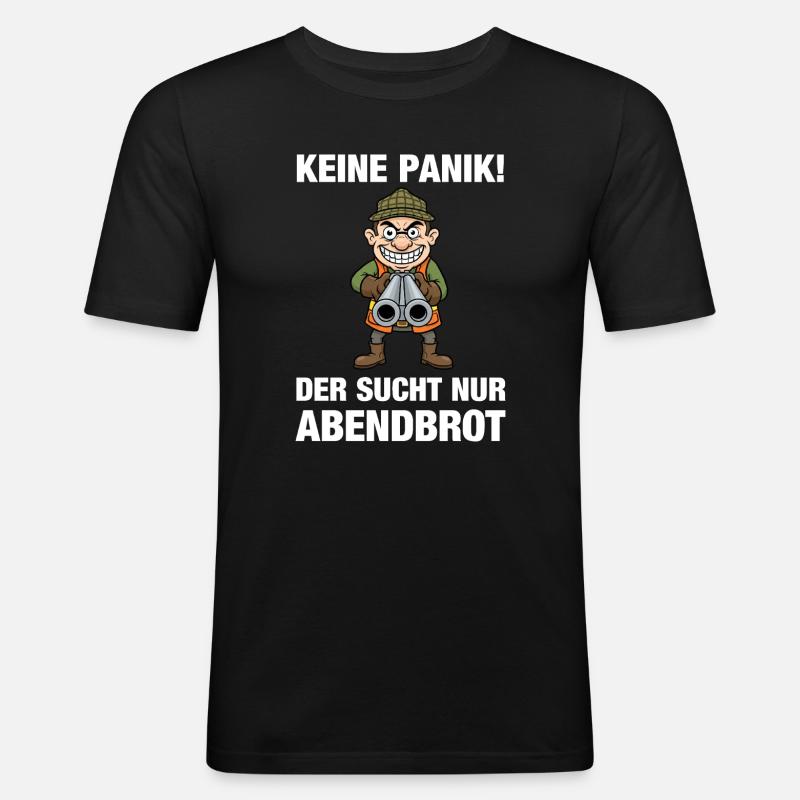 Jäger sucht Abendbrot - Männer Slim Fit T-Shirt - Schwarz