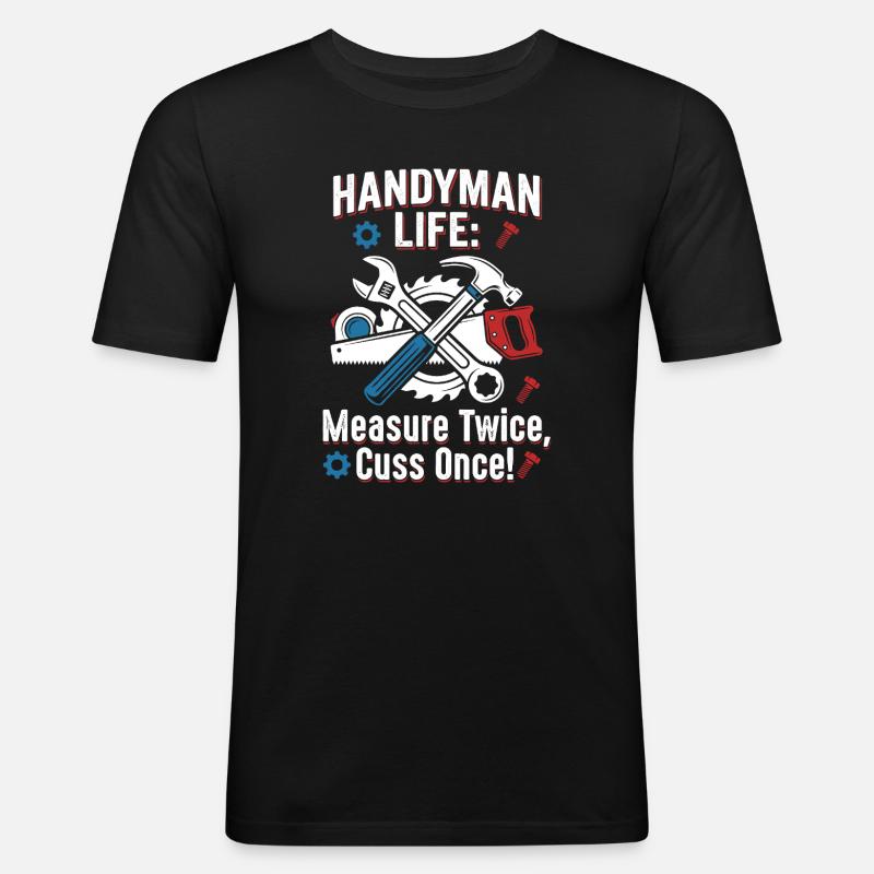 Handwerkerleben: Maß zwei Mal - Männer Slim Fit T-Shirt - Schwarz