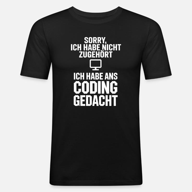 Entschuldigung Coding Kopf - Männer Slim Fit T-Shirt - Schwarz