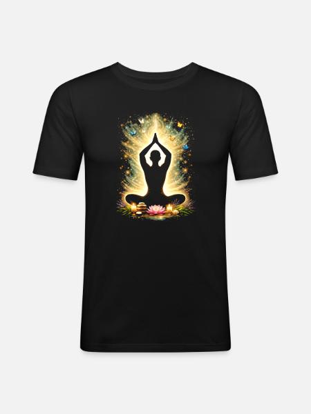 Yoga Mindfulness Energy Silhouette Design - Men's Slim Fit T-Shirt - black