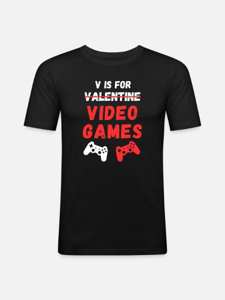 V Is For Video Games - Men's Slim Fit T-Shirt - black