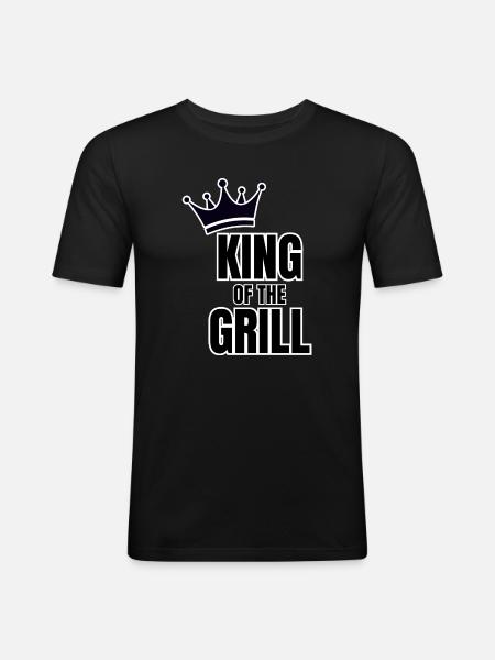 KING of the GRILL – TROO-Designs - Männer Slim Fit T-Shirt - Schwarz