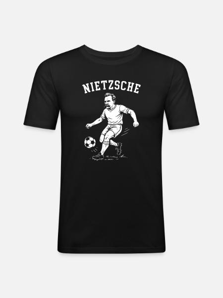 Nietzsche playing football - Men's Slim Fit T-Shirt - black