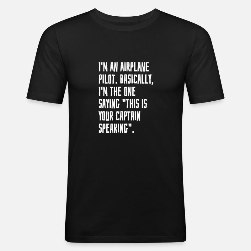 Flugzeugpilot - Männer Slim Fit T-Shirt - Schwarz