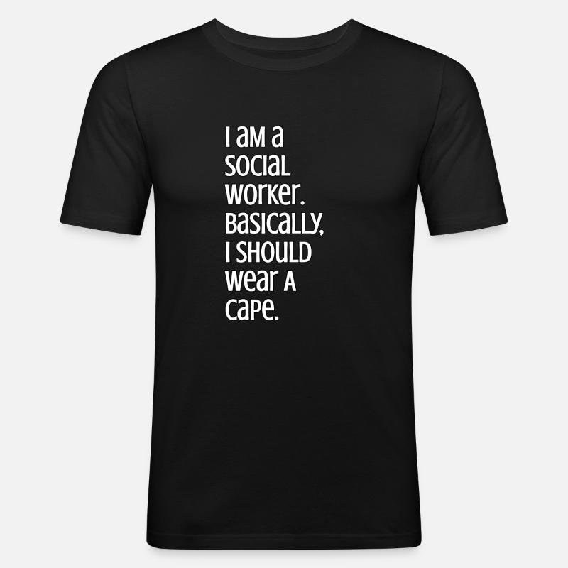 Ich bin Sozialarbeiter - Männer Slim Fit T-Shirt - Schwarz