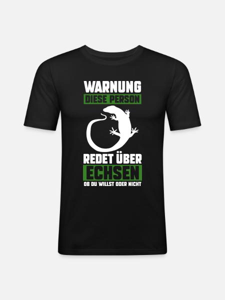 Echsen - Männer Slim Fit T-Shirt - Schwarz