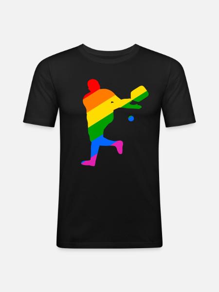 LGBTQIA+ Pickleball - Men's Slim Fit T-Shirt - black