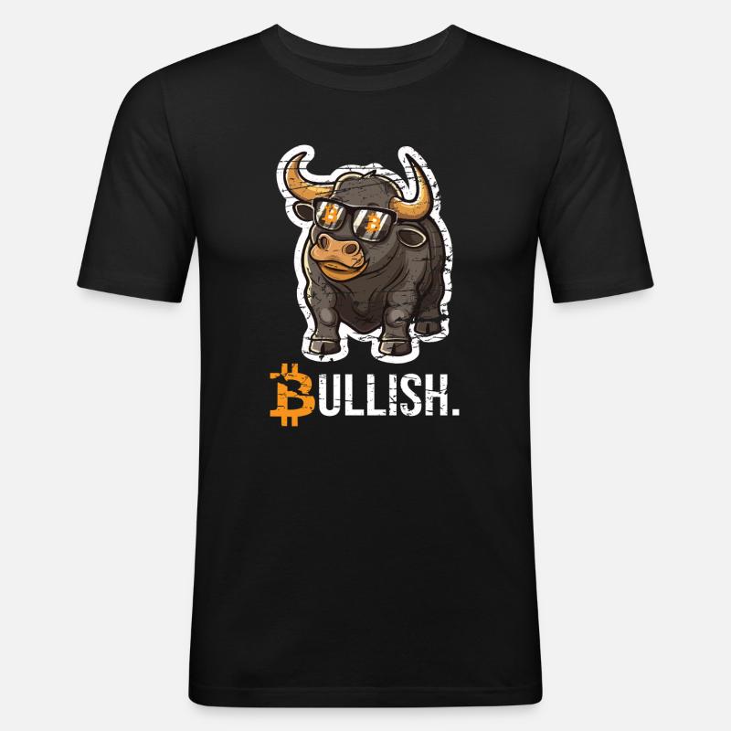 Bitcoin Bulle - Männer Slim Fit T-Shirt - Schwarz