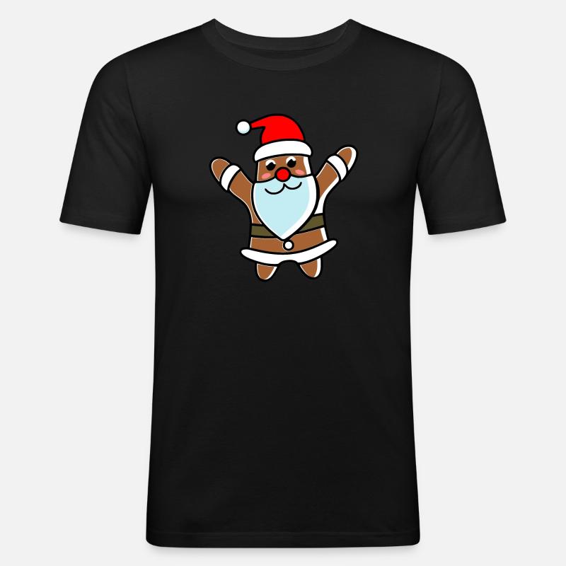 Lebkuchen - Männer Slim Fit T-Shirt - Schwarz