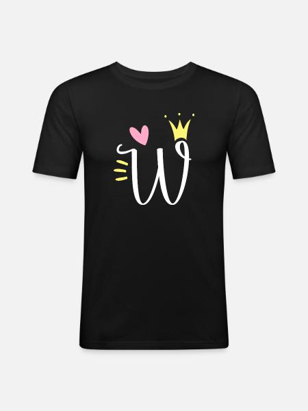 Letter W Initial Letter Crown - Men's Slim Fit T-Shirt - black