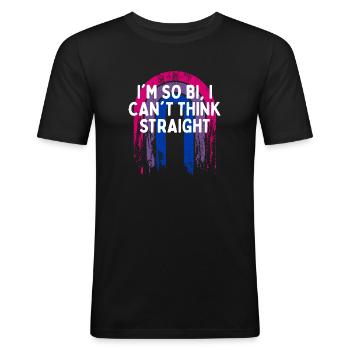 So Bi I Can't Think Straight Bisexual LGBTQ Bi - Männer Slim Fit T-Shirt - Schwarz - Vorne - Nik (191cm)