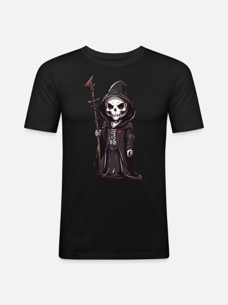 Cute Skeleton Magician Halloween Magic - Men's Slim Fit T-Shirt - black