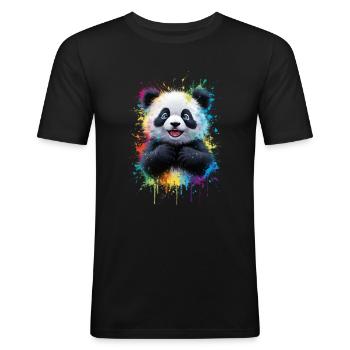 Graffiti de panda - T-shirt près du corps Homme - noir - Devant - Nik (191cm)