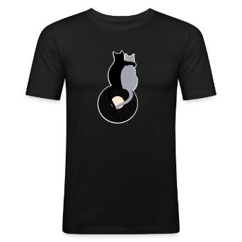 chat disque vinyle amitié cadeau mus - T-shirt près du corps Homme - noir - Devant - Nik (191cm)