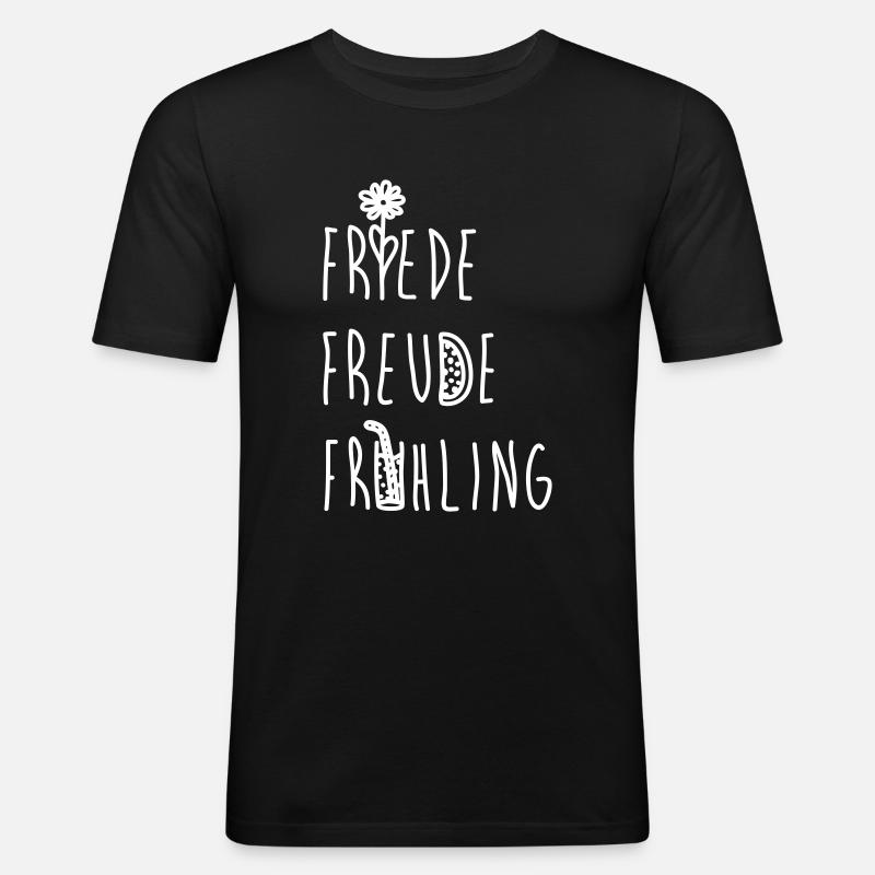 Friede Freude Frühling - Männer Slim Fit T-Shirt - Schwarz