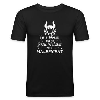 In a world full of basic witches be a Maleficent-T - T-shirt près du corps Homme - noir - Devant - Nik (191cm)
