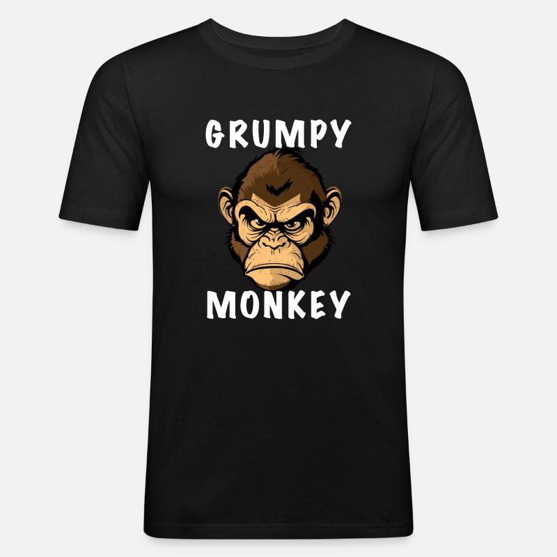 GRUMPY MONKEY - Männer Slim Fit T-Shirt - Schwarz