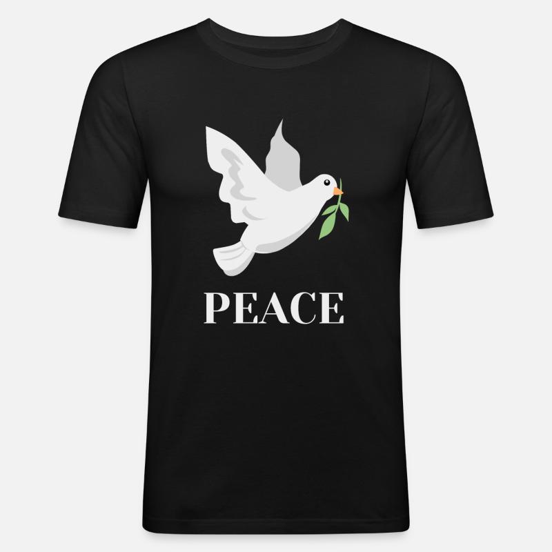 Peace Friedenstaube - Männer Slim Fit T-Shirt - Schwarz