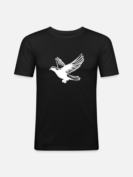 Pigeon in flight with wings - Men's Slim Fit T-Shirt - black