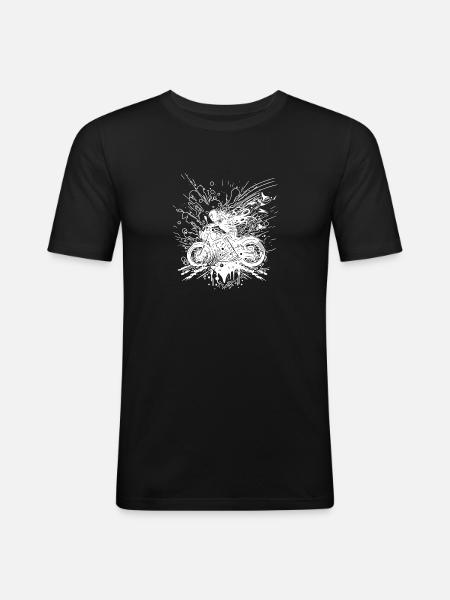 Moto tout-terrain style Splash Biker - T-shirt près du corps Homme - noir