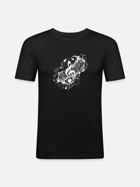 Vintage Music Clef i tatoveringsstil - Herre Slim Fit T-Shirt - sort