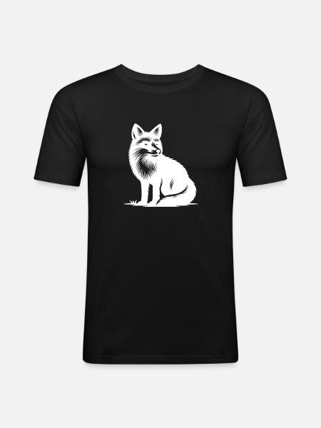 Niedlicher schlauer Fuchs - Männer Slim Fit T-Shirt - Schwarz
