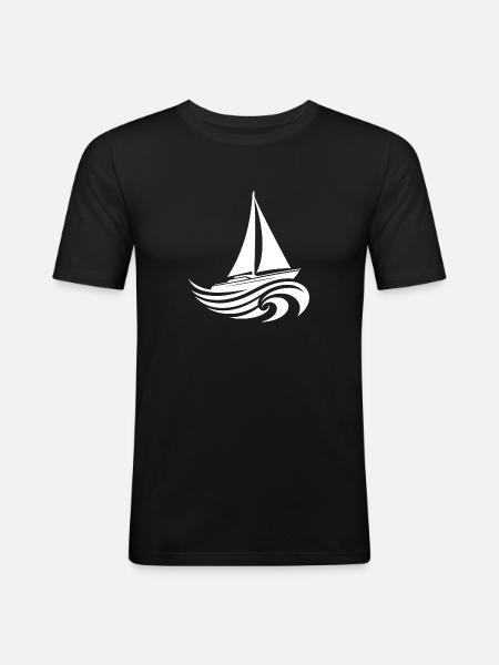 Sailing yacht in heavy waves - Men's Slim Fit T-Shirt - black