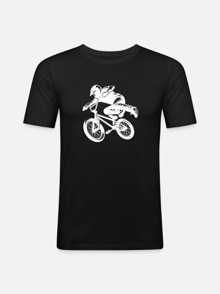 BMX Bike Stunt Rider Estilo de salto cuesta abajo - Camiseta ajustada hombre - negro