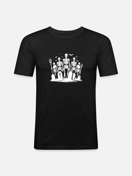 Halloween Cemetery Zombie Spooky Night - Men's Slim Fit T-Shirt - black