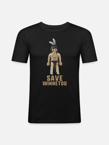 save winnetou,winnetou,indian,comic - Men's Slim Fit T-Shirt - black