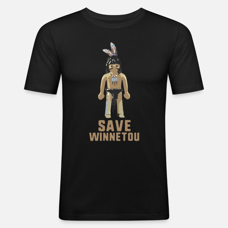 save winnetou,winnetou,indian,comic - Men's Slim Fit T-Shirt - black