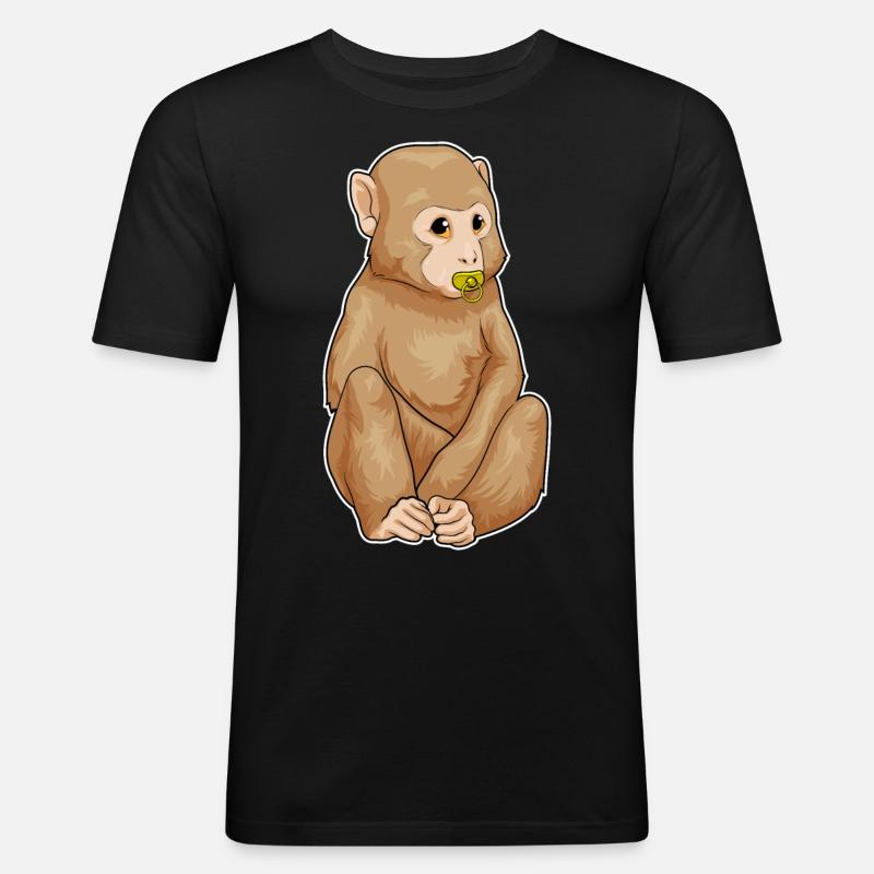 Affe Schnuller - Männer Slim Fit T-Shirt - Schwarz