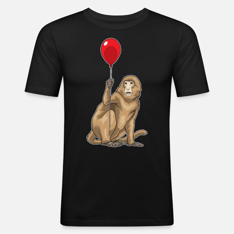 Affe Luftballon - Männer Slim Fit T-Shirt - Schwarz